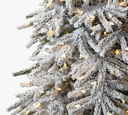 Balsam Hill Flocked Snow Pine Christmas Tree  Pre-Lit Hinged PVC/PVE Artificial Tree, 6 ft or 7.5 ft