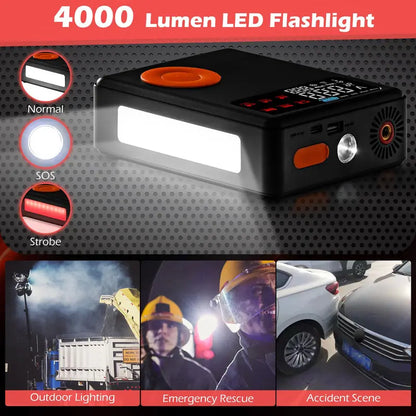 All-in-One Car Jump Starter Featuring Integrated Air Compressor and USB Charging Ports