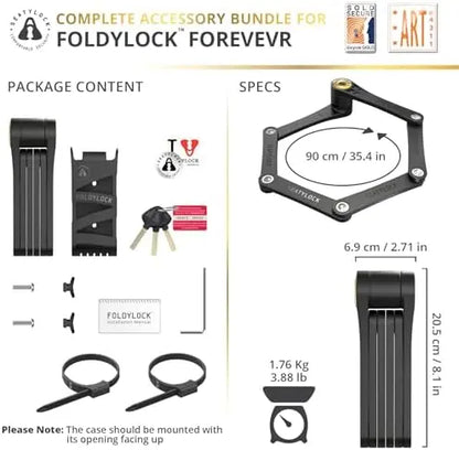 FoldyLock 90cm Folding Bike Lock  High Security, Sold Secure Gold, Anti-Theft Smart Guard with Keys