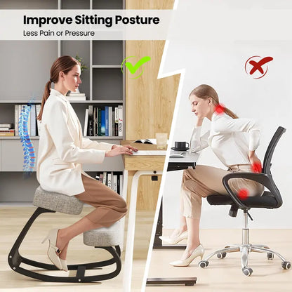 Ergonomic Kneeling Office Chair  Upright Posture Support with Cushioned Seat and Knee Pads (Gray/Black)