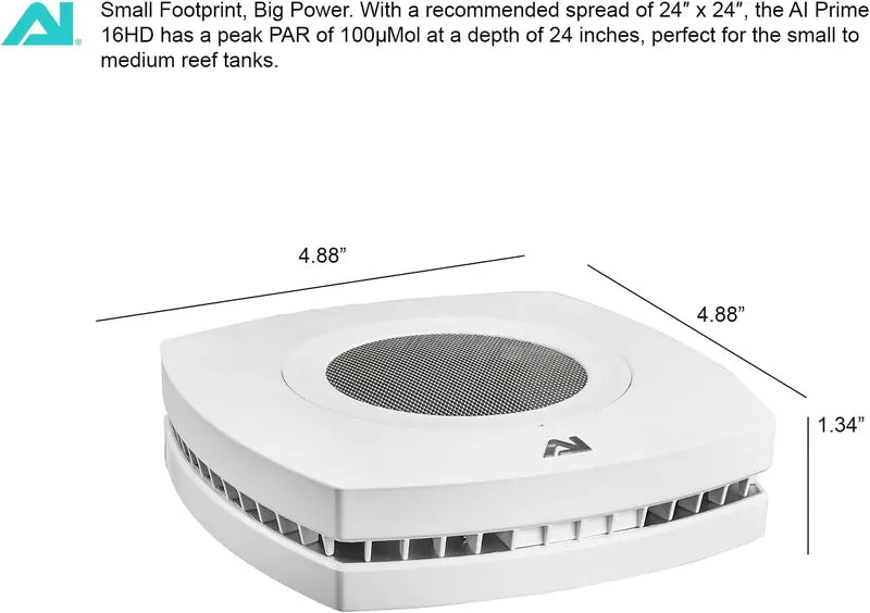 AquaIllumination Prime HD 16 LED Reef Light Fixture, White, 60W, Wireless, for Saltwater Aquariums