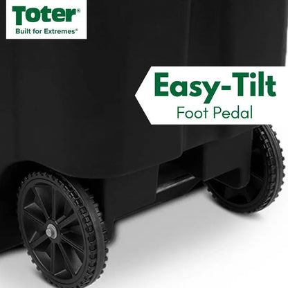 Toter 64 Gallon Black Outdoor Trash Can with Wheels & Lid, Durable & Recyclable