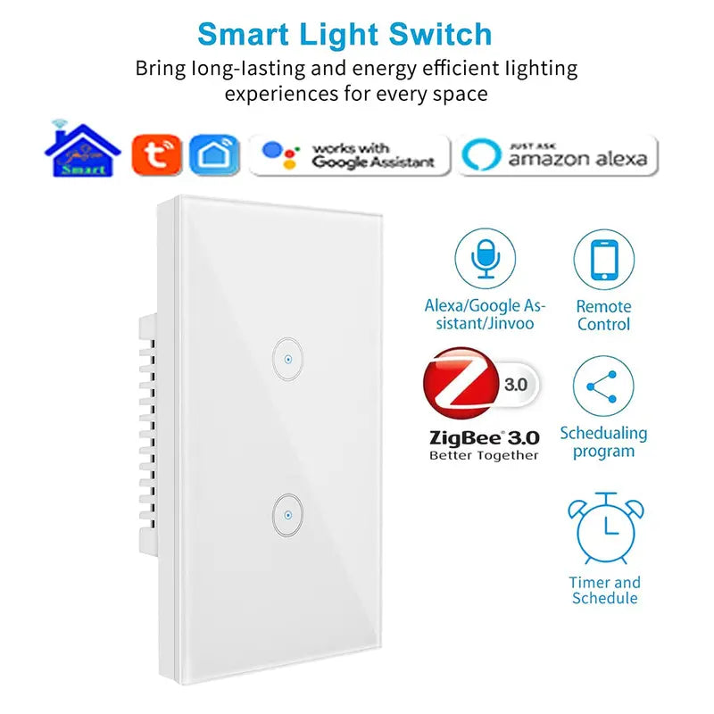 SmartTouch 3-Gang Wall Light Switch, Alexa & Google Home Compatible, No Hub Needed, Remote App Control, Black (2-Pack)