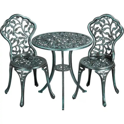 Yaheetech 3-Piece Aluminum Bistro Set  Antique-Finish Patio Chairs + Table