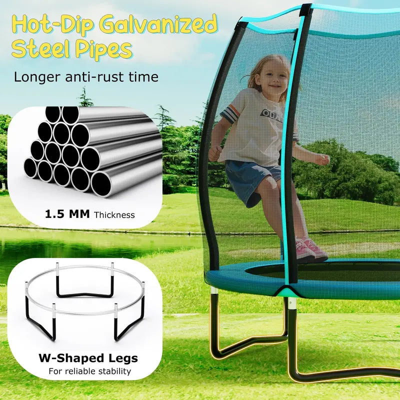 55-Inch ASTM-Certified Kids’ Trampoline — Enclosed Mini Bouncer for Toddlers & Preschoolers