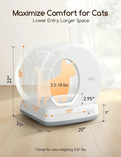 Self-Cleaning Automatic Cat Litter Box with Safety Sensors for Multi-Cat Households