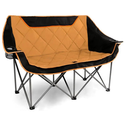 Extra-Wide Folding Loveseat Chair for Outdoor Use with Dual Cup Holders (650 lb Capacity)