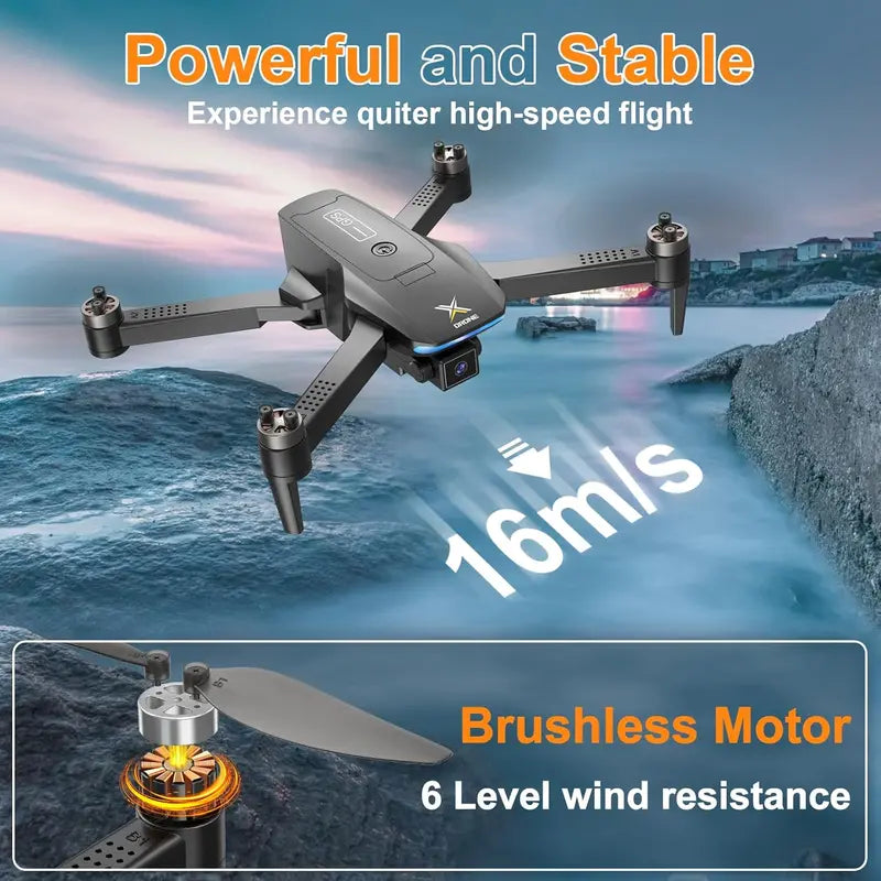 Foldable 4K GPS Drone for Beginners  Brushless FPV Quadcopter with Auto Return, Follow Me, Headless Mode & 50-Minute Battery Life