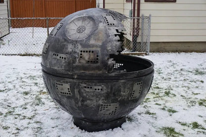 Galvanized Steel Death Star-Themed Fire Pit  5-Foot Diameter Outdoor Entertainment Center