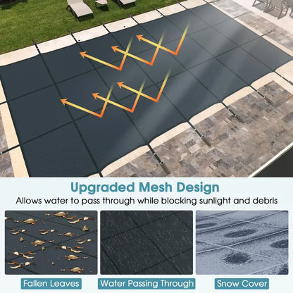Custom-Fit Safety Pool Cover for 32′ x 16′ In-Ground Pools (Actual Size: 34′ x 18′)