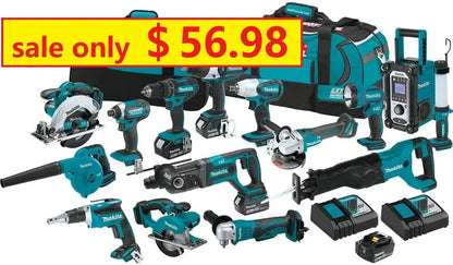 2025 15-Piece Professional Tool Combo Kit  Includes Fast-Charging Battery Pack & Multi-Function Accessories