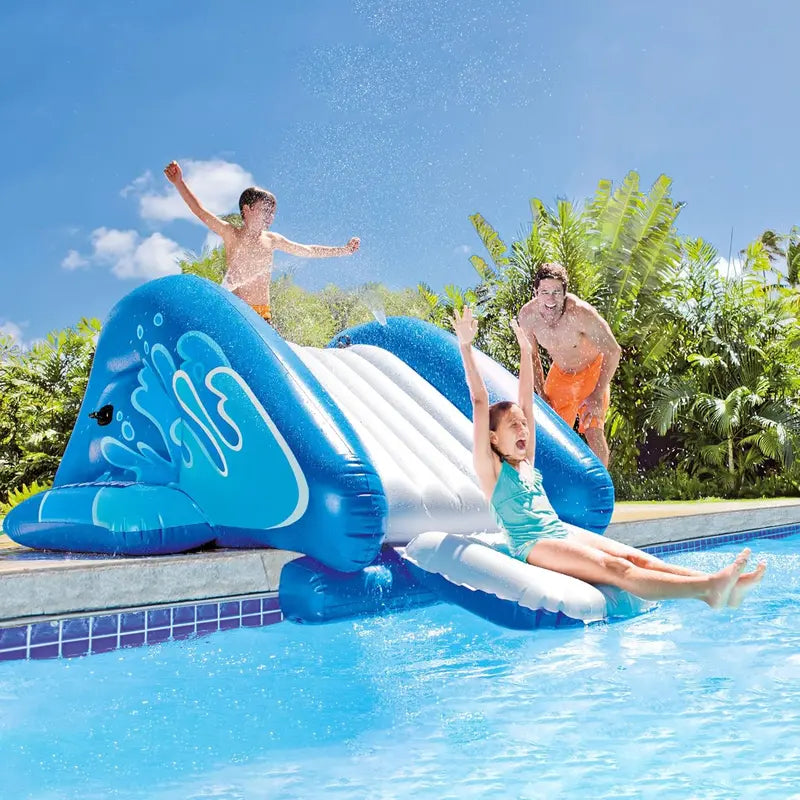 Kool Splash Inflatable Water Slide & Play Center  Built-in Sprayers, Blue Design for Ages 6+