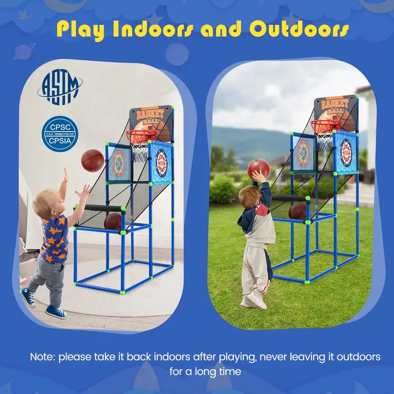 Dual-Mode Indoor/Outdoor Basketball Game Set with Digital Scoreboard and Audio Effects