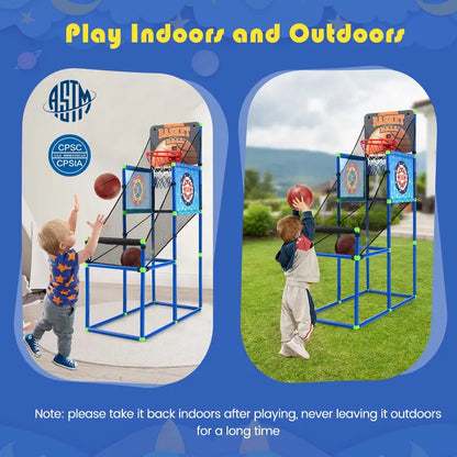 Dual-Mode Indoor/Outdoor Basketball Game Set with Digital Scoreboard and Audio Effects