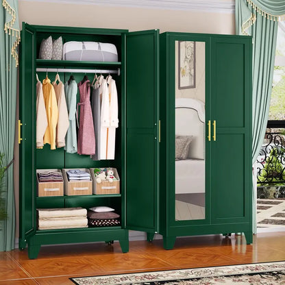 Industrial-Style Steel Armoire — 71-Inch Metal Clothing Storage Cabinet