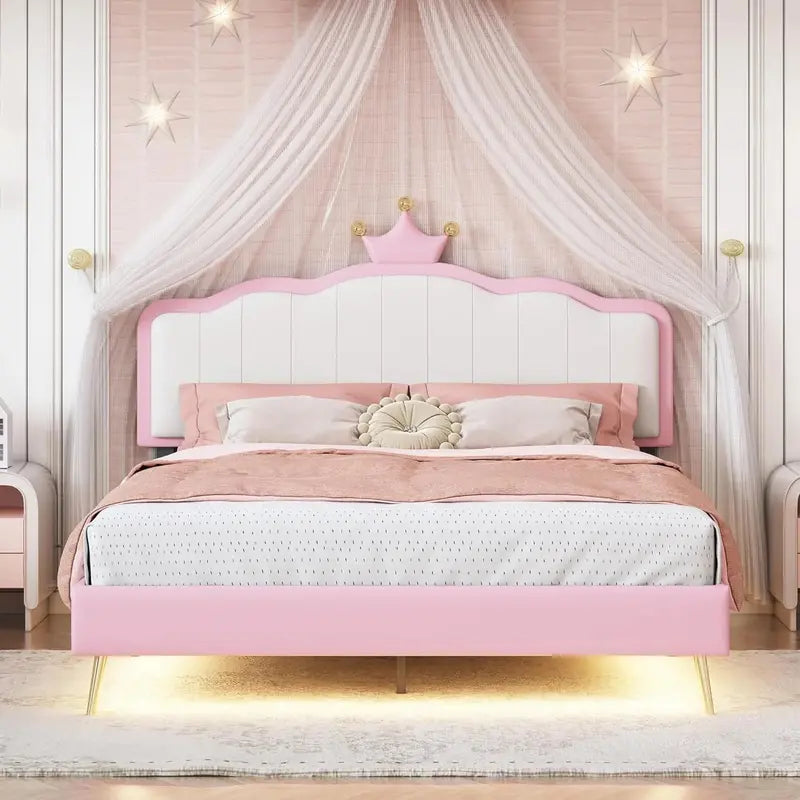Linique LED-Uplighted Full-Size Upholstered Platform Bed Frame