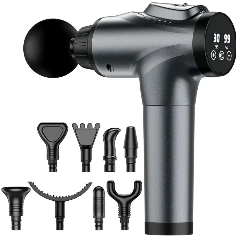 Cordless Massage Gun  30-Speed Deep Tissue Relief with 9 Attachments