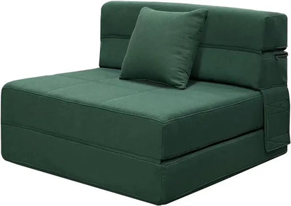 60-Inch Pull-Out Sofa Bed with Memory Foam Mattress, Two Pillows & Futon-Style Guest Bed Design