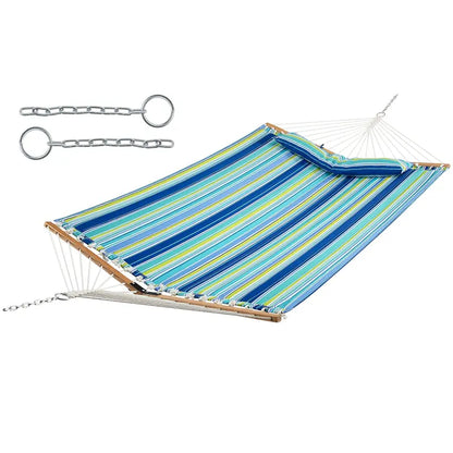 10.5-Foot Quilted Two-Person Hammock with Detachable Pillow and 495-Pound Capacity