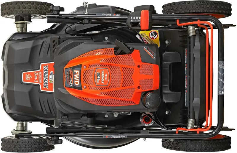 YARDMAX 22″ 201cc CVT Self-Propelled Gas Mower — 3-in-1 Functionality