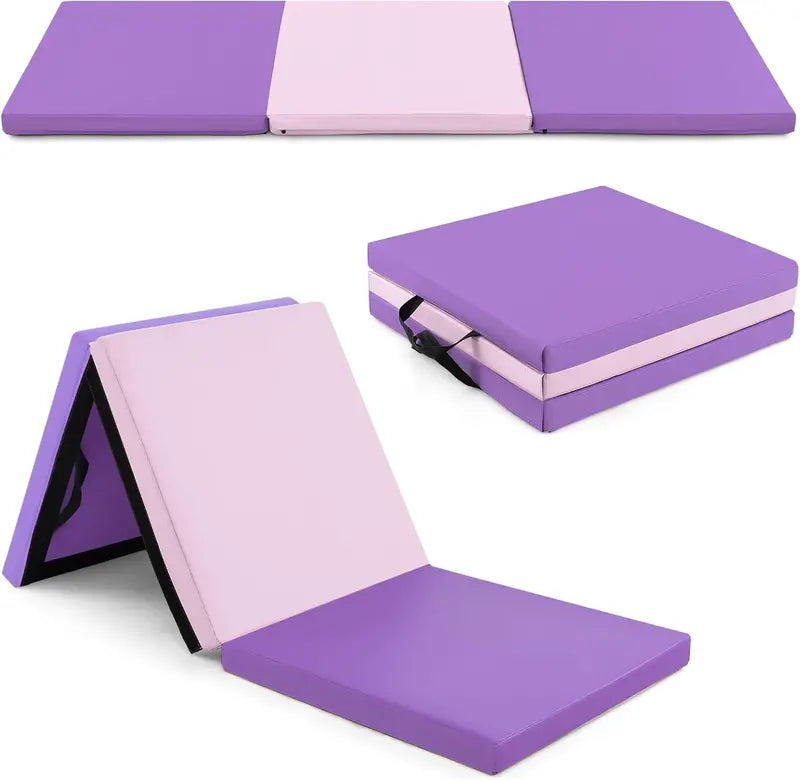 6′ x 2′ Tri-Fold Exercise Mat  2-Inch Dense Foam Tumbling Pad with Integrated Carrying Handles