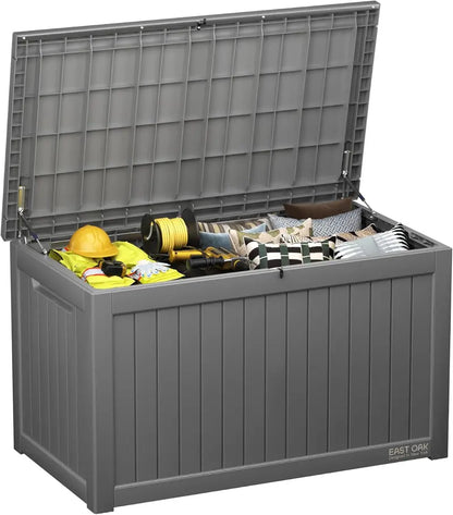 EAST OAK 60-Gallon Resin Deck Box  All-Weather Indoor/Outdoor Storage Bin with Waterproof Design