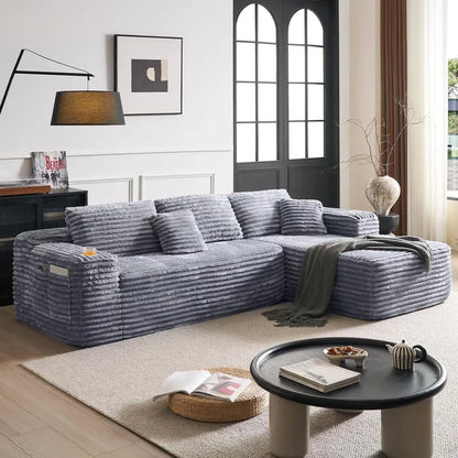 Cloud L-Shaped Sectional Sofa  Modular Deep-Seat Design with Built-in Cup Holder & Storage, No Assembly