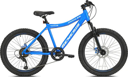 Genesis 24″ Mauler Boy’s Mountain Bike, Blue, Aluminum Frame, 8-Speed, Disc Brakes
