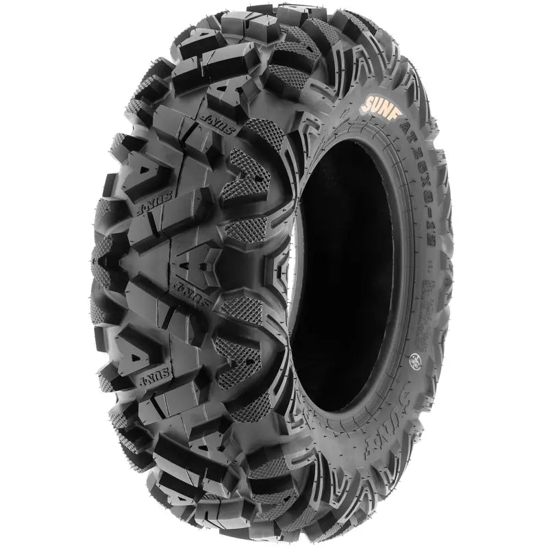 SunF A033 ATV/UTV Tires Set  All Terrain, 6-Ply, Sizes 25×8-12 & 25×10-12, Non-Directional Tread