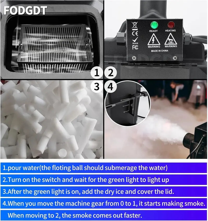 Professional Dry Ice Fog Machine with Tube Nozzle: Low-Lying Dense Smoke for Events & Stages