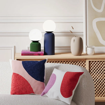 Lampe   poser en c ramique et globe en verre