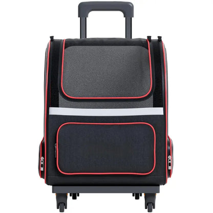 Convertible Pet Backpack with Telescopic Handle and Detachable Wheels for On-the-Go Adventures