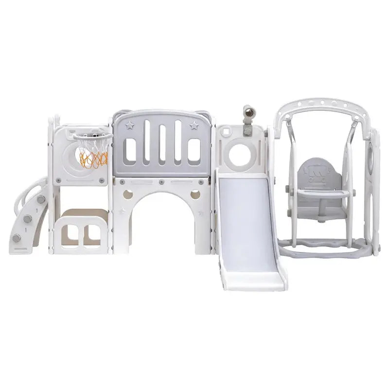 Keezi Multi-Sport Outdoor Play Set: Slide, Swing, Basketball Hoop, and Football Ring
