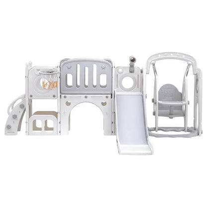 Keezi Multi-Sport Outdoor Play Set: Slide, Swing, Basketball Hoop, and Football Ring