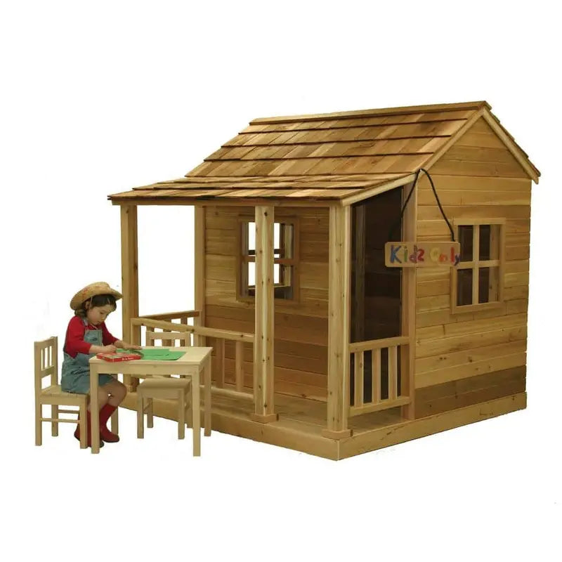 Little Squirt Cedar Playhouse  6 ft Backyard Play Structure with Dutch Door & Windows