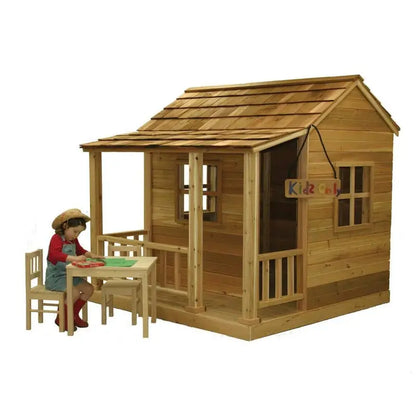 Little Squirt Cedar Playhouse  6 ft Backyard Play Structure with Dutch Door & Windows