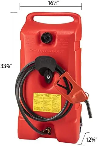 Scepter USA 14-Gallon Duramax Fuel Caddy  Red, Portable HDPE, Siphon Pump, 10′ Hose, Multi-Fuel Compatibility