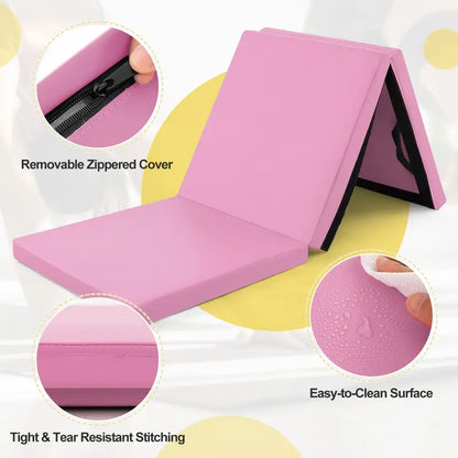 6′ x 2′ Tri-Fold Exercise Mat  2-Inch Dense Foam Tumbling Pad with Integrated Carrying Handles