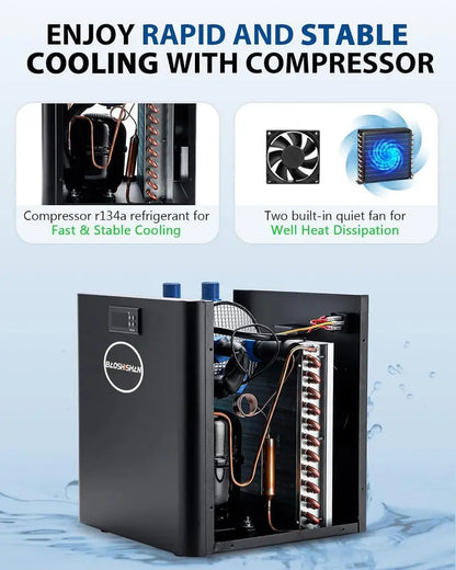 42-Gallon Aquarium Chiller  1/10 HP Quiet Refrigeration System for Coral Tanks, Jellyfish Habitats & Hydroponics