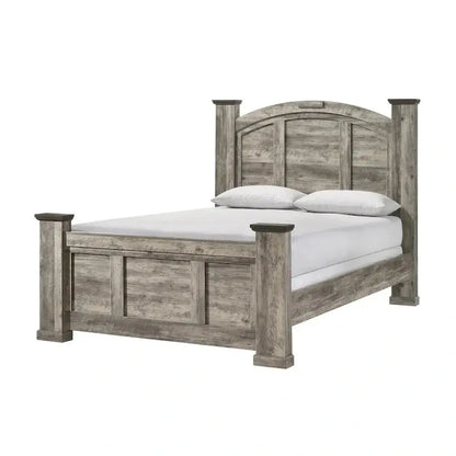 Aimon Rustic Gray Bedroom Set  5-Piece Panel Collection with Matching Furniture