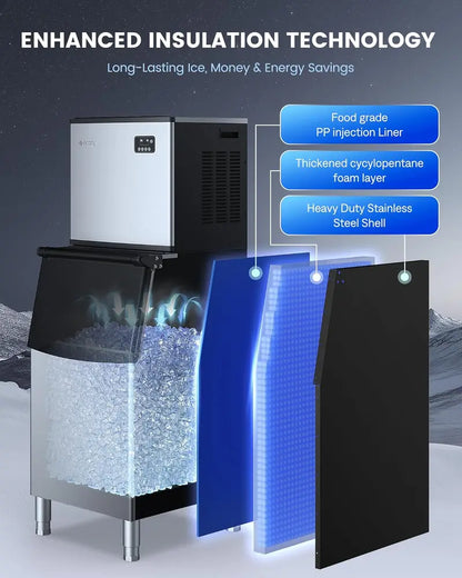 ecozy Countertop Ice Maker  9 Cubes in 6 Minutes, 26 lbs/Day Output, Self-Cleaning Function for Home, Office, or RV Use