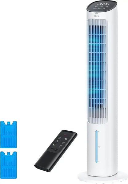 DREO Evaporative Air Cooler  40″ Standing Cold-Air Fan with 7-Hour Timer, Ice Pack Support & Oscillation