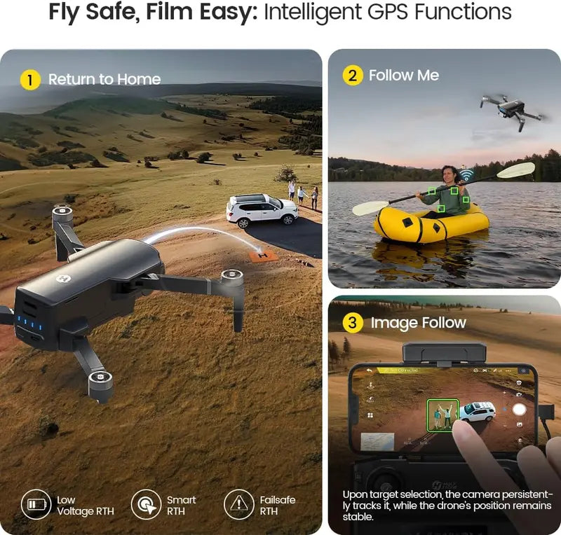 Holy Stone HS360S GPS Drone  4K UHD Foldable Quadcopter with 10,000ft Range & Smart Return Features