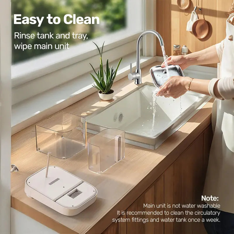 Cat Water Fountain  3L Battery-Powered Dual-Tank Design with Stainless Steel Tray, No Filter Required