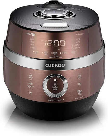 BrandName Induction Heating Pressure Rice Cooker, 6-Cup Uncooked Capacity, 13 Menu Options, Auto-Clean, Voice Guide