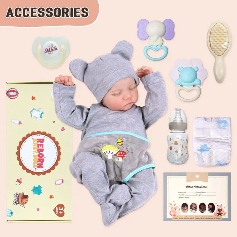 Lifelike 20″ Reborn Baby Boy Doll  Realistic Vinyl, Soft Body with Outfit & Toy Gift Set