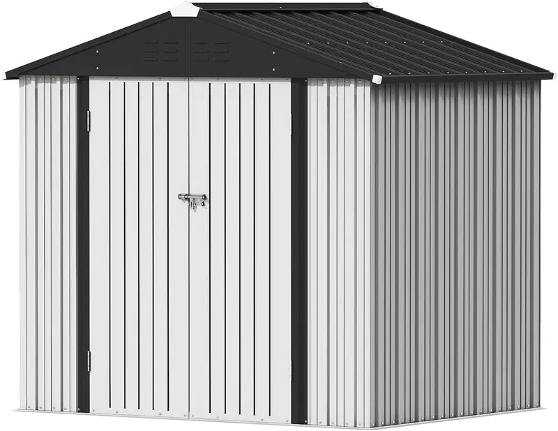 Devoko 5′ x 3′ Corrosion-Resistant Garden Shed  Lockable Steel Outdoor Storage House with Single Secure Door