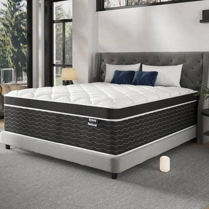 10-Inch Full Hybrid Mattress in a Box | Medium-Plush Gel Memory Foam Over Pocketed Coils for Enhanced Support, Cooling Breathability, and Targeted Pressure Relief