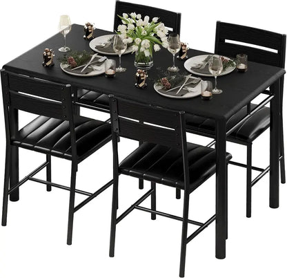 Wooden Kitchen Dining Set for Four Featuring Padded Chairs