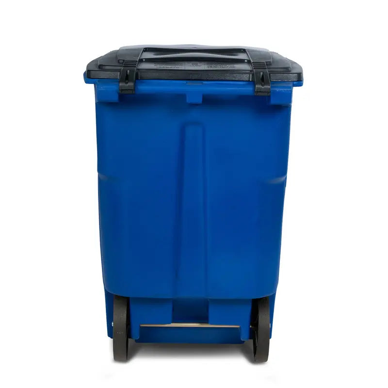 Toter 96 Gallon Trash Can with Smooth Wheels and Lid Blue